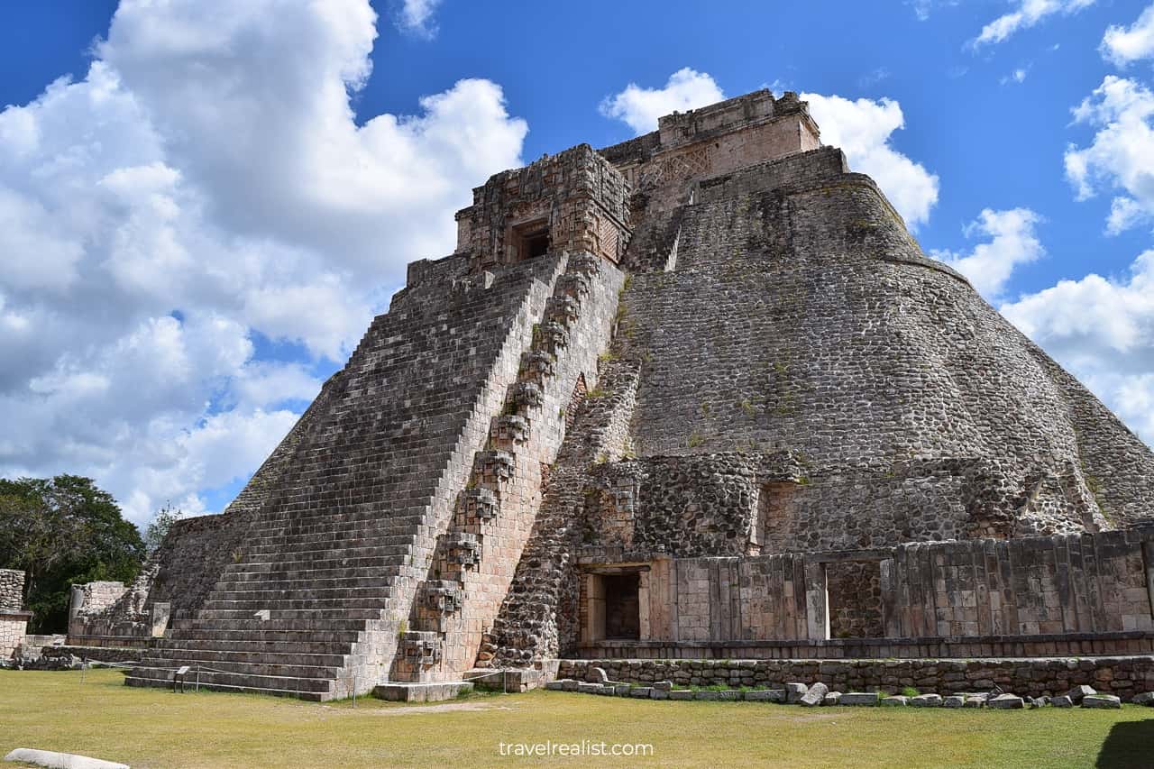Backside view of Pyramid of the Magician in Uxmal, Mexico