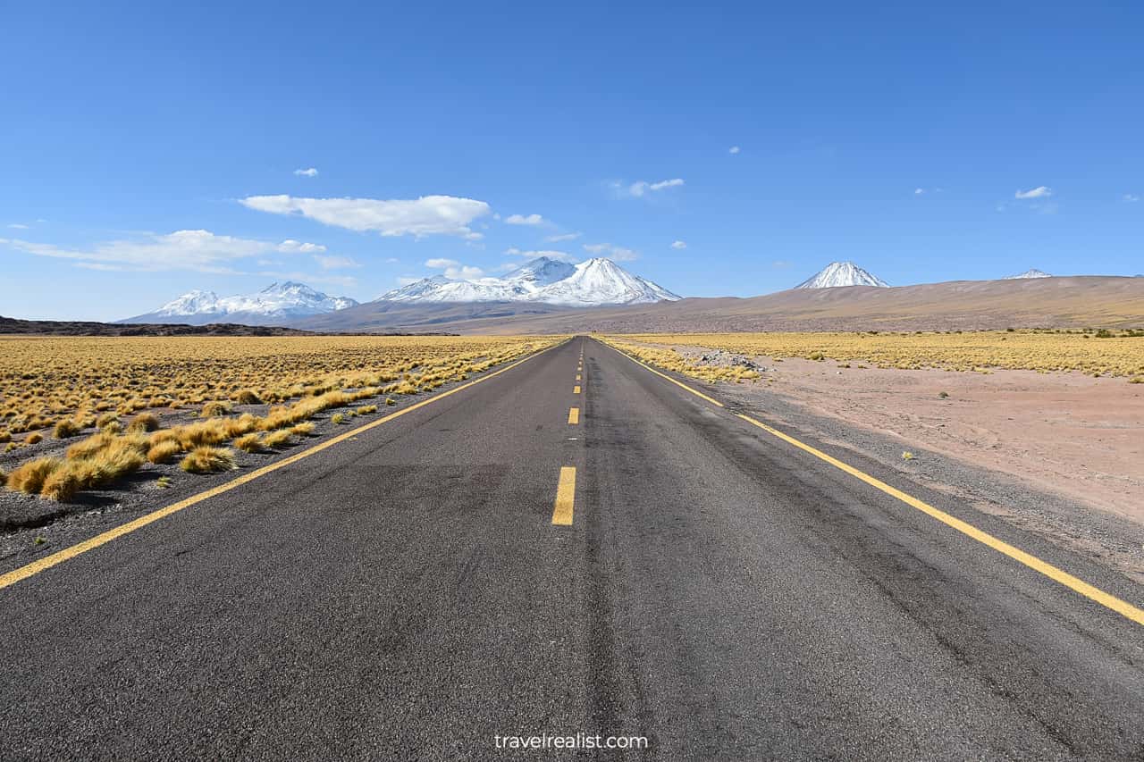 Desolate highway in Atacama Desert, Chile