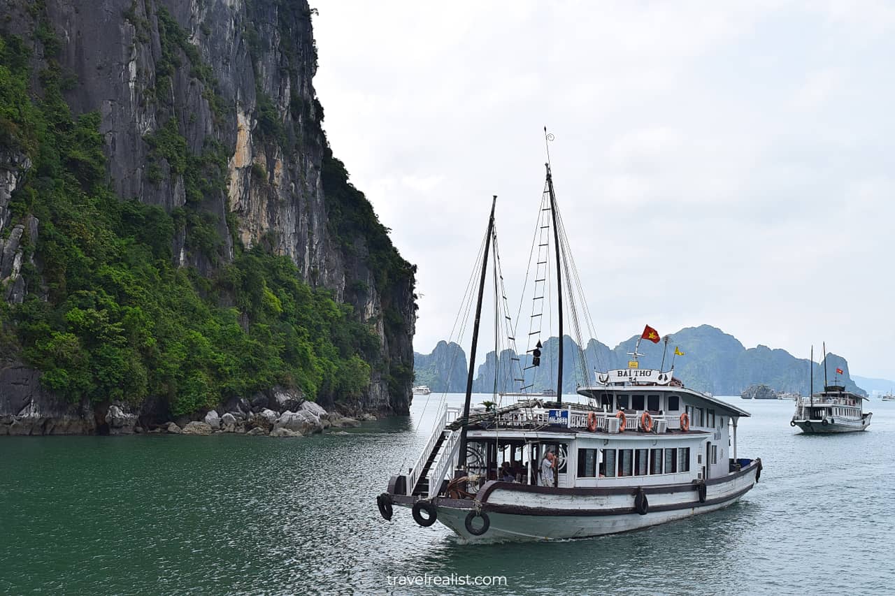 Boats exploring Ha Long Bay in Vietnam