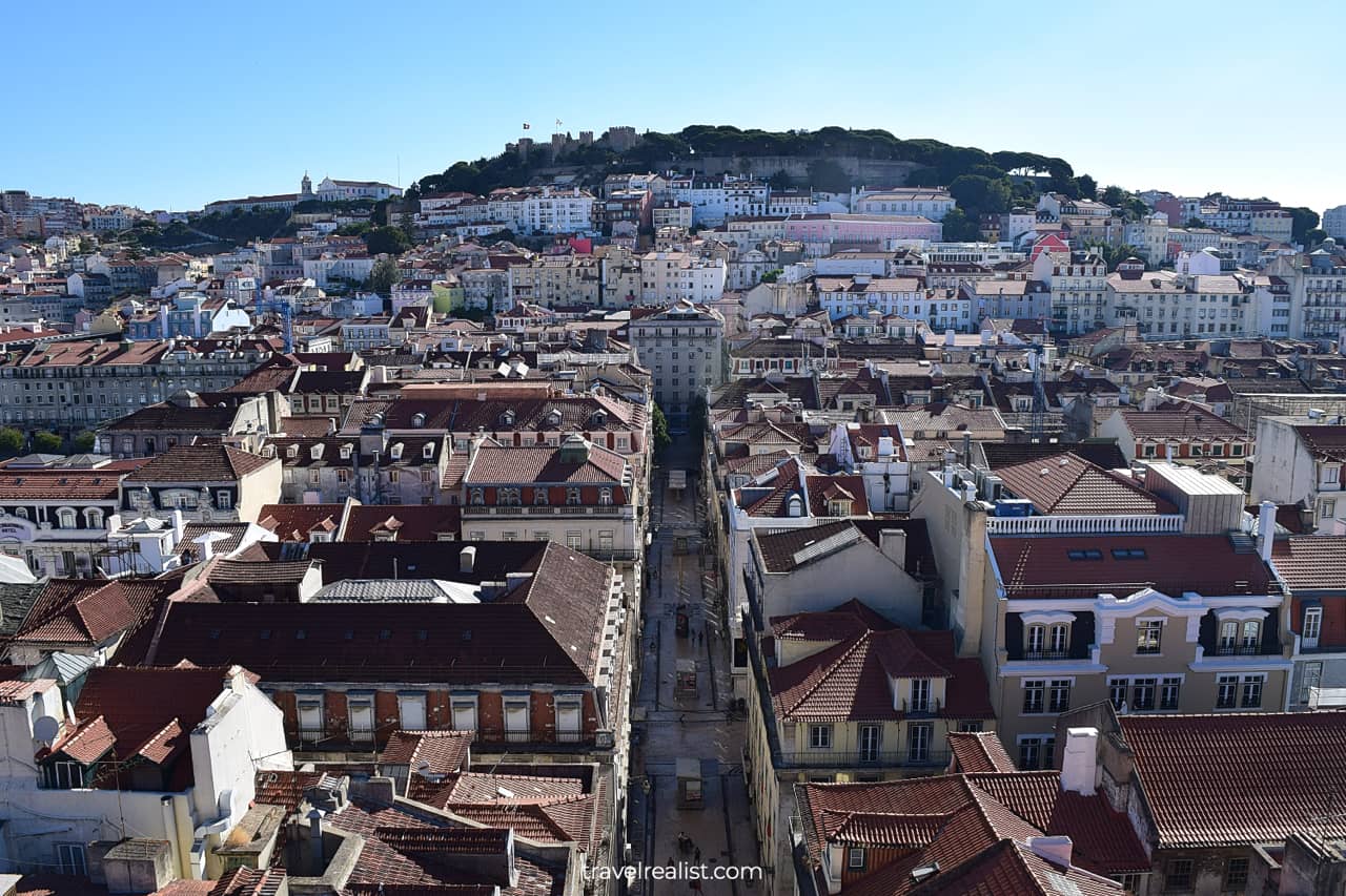City panorama from Santa Justa Lift in Lisbon, Portugal
