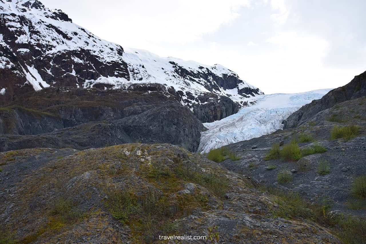 Outwash Plain and Exit Glacier in Kenai Fjords National Park, Alaska, US