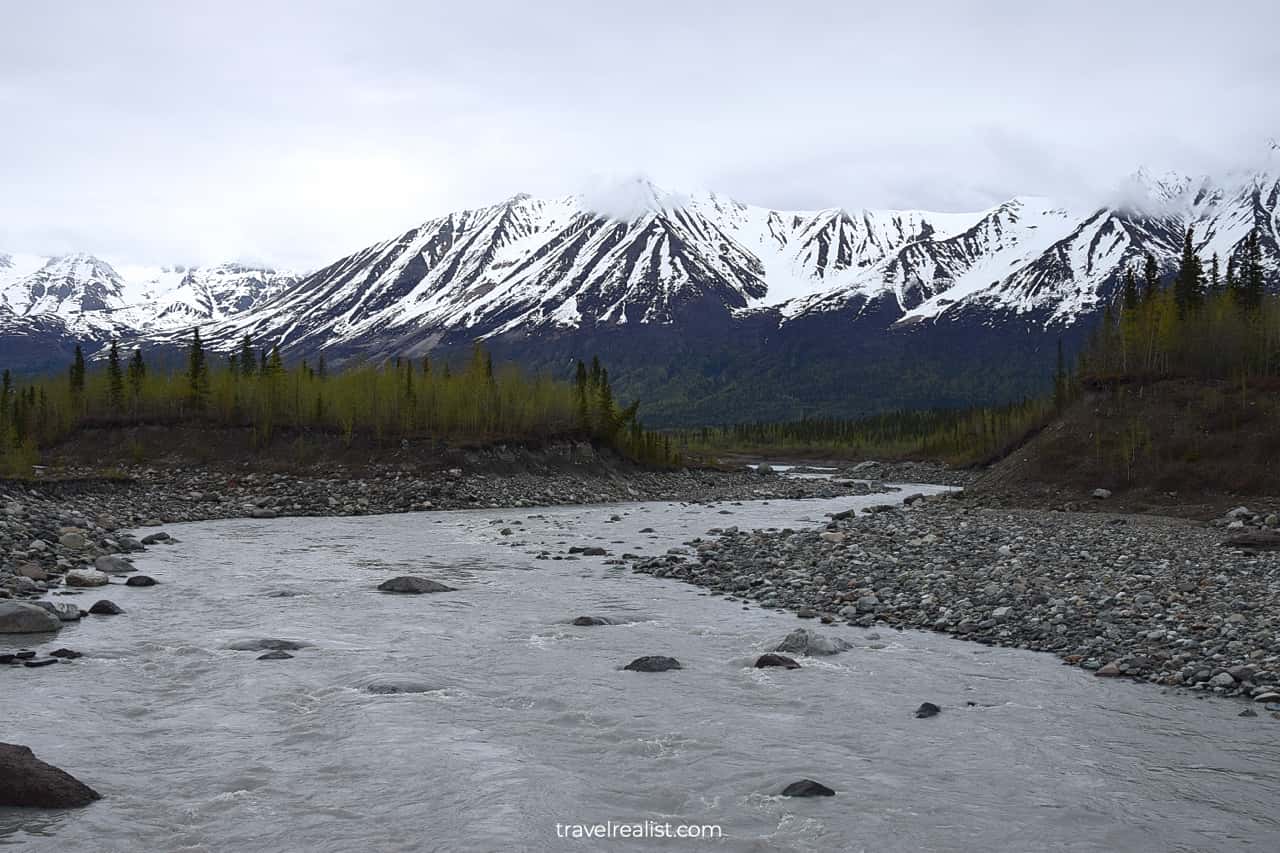 Kennecott River crossing in Wrangell-St. Elias National Park & Preserve, Alaska, US