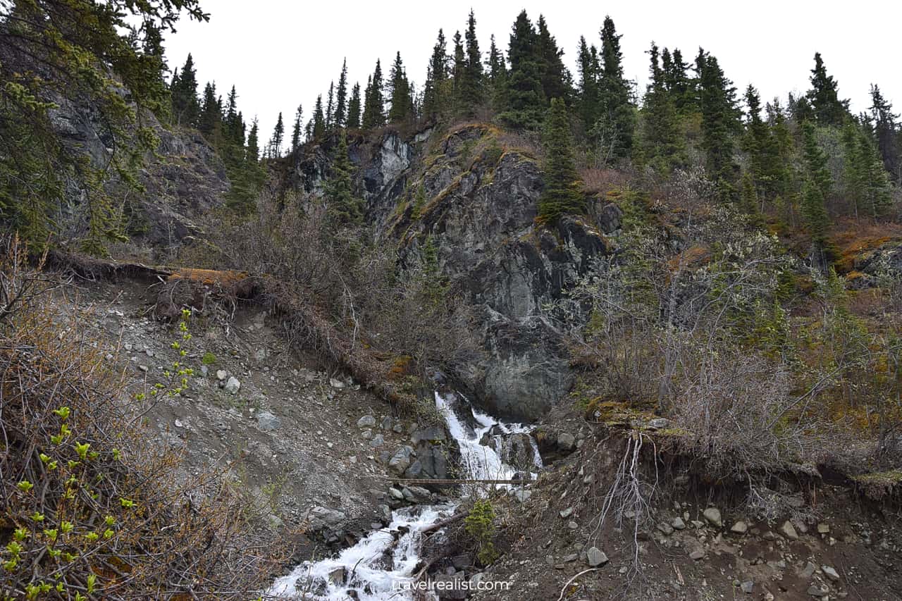 Jumbo Creek Waterfall in Wrangell-St. Elias National Park & Preserve, Alaska, US