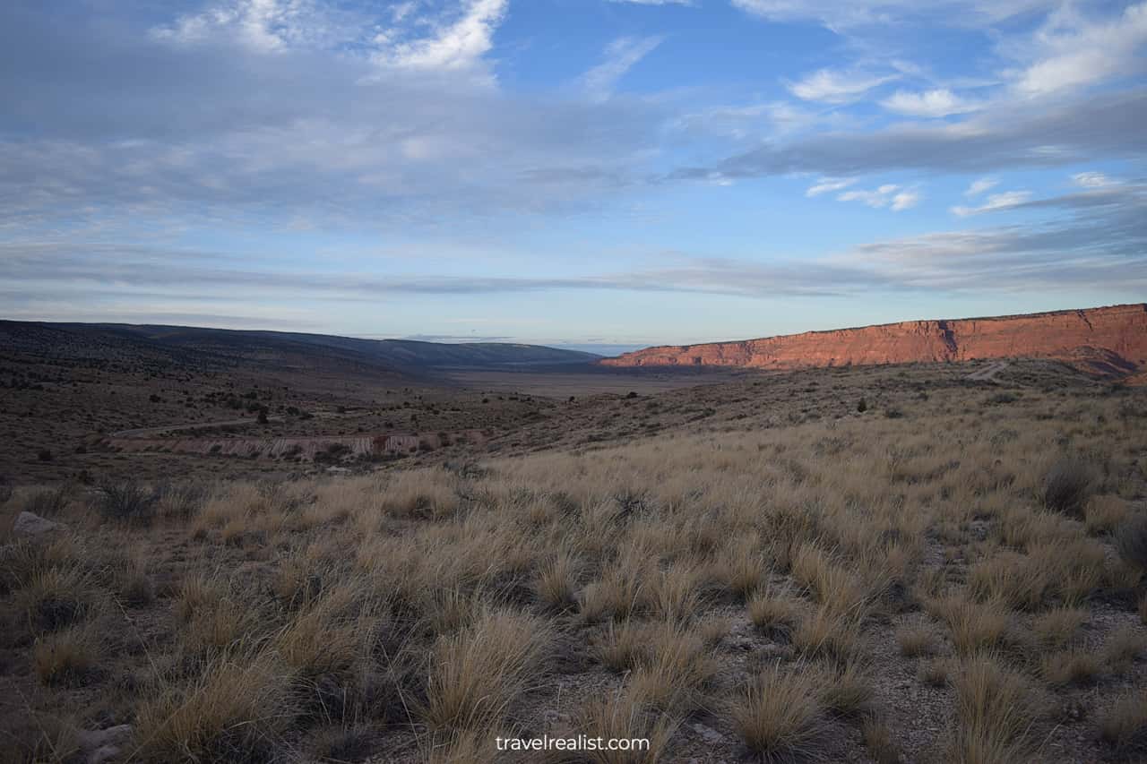 Views for highway overlook near Vermillion Cliffs, Arizona, US