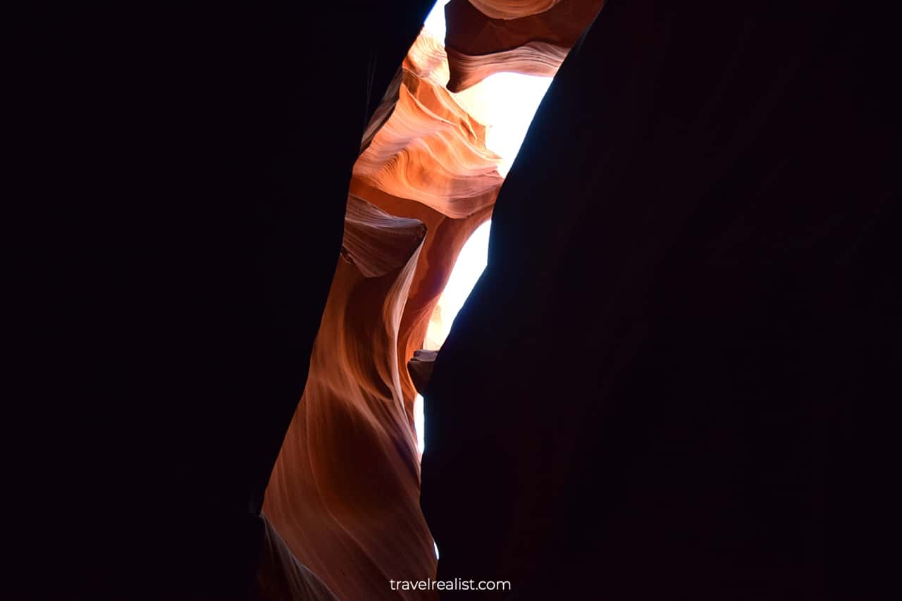 Light and shadow play in Antelope Canyon, Arizona, US