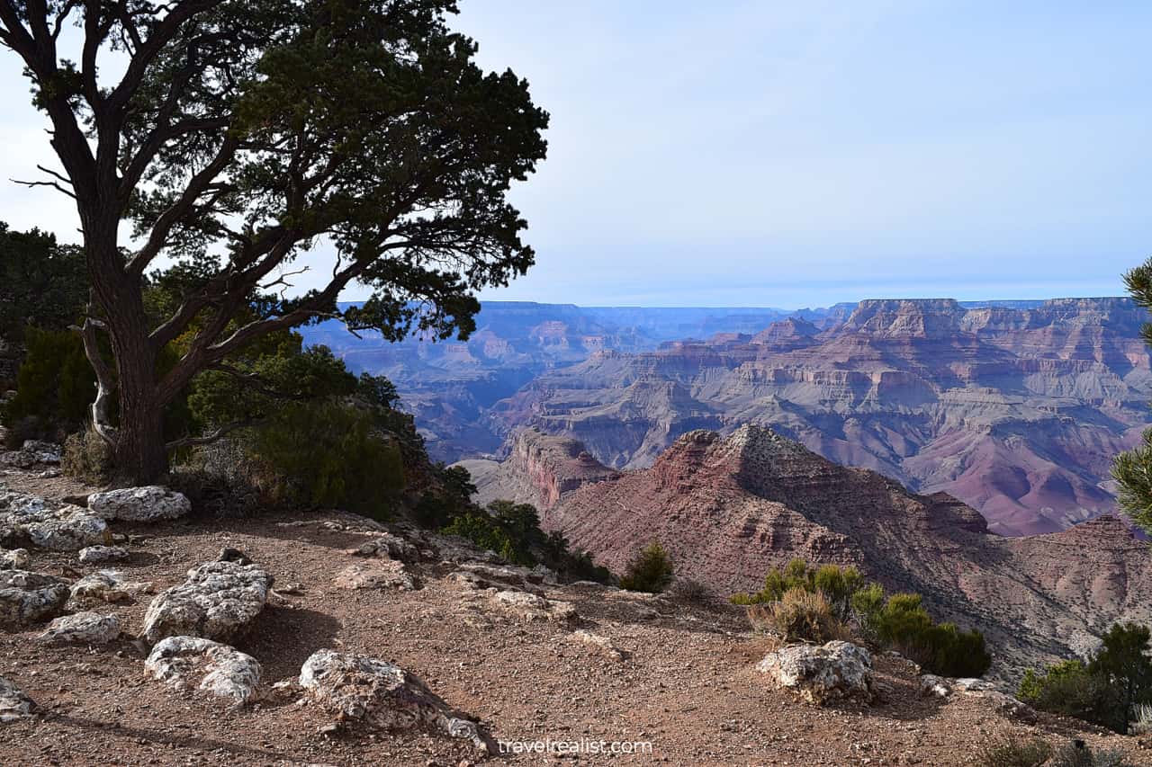 Views from one of east most overlooks of South Rim in Grand Canyon National Park, Arizona, US