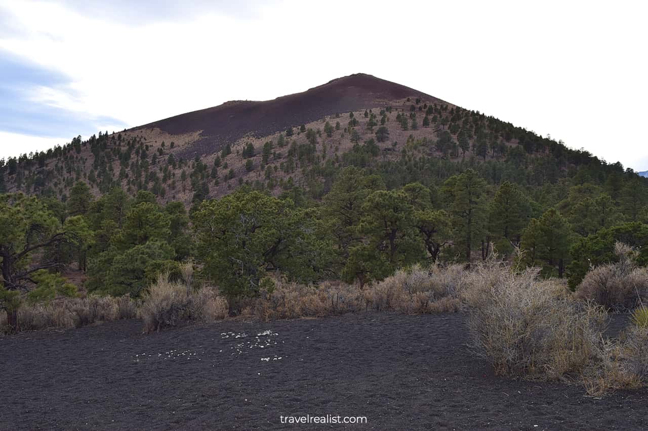 Sunset Crater Volcano views at same named National Monument in Arizona, US