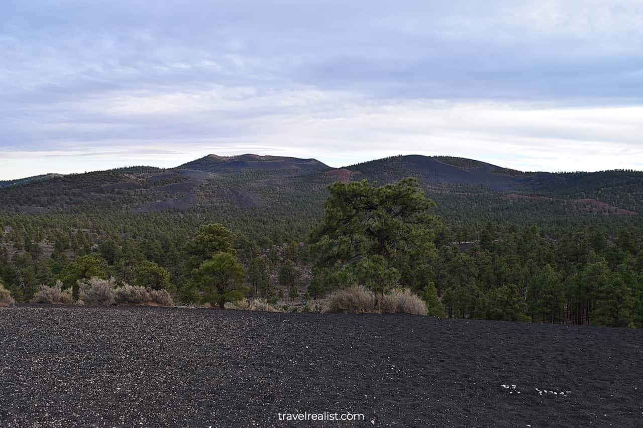 Cinder Hills Overlook at Sunset Crater Volcano in Arizona, US