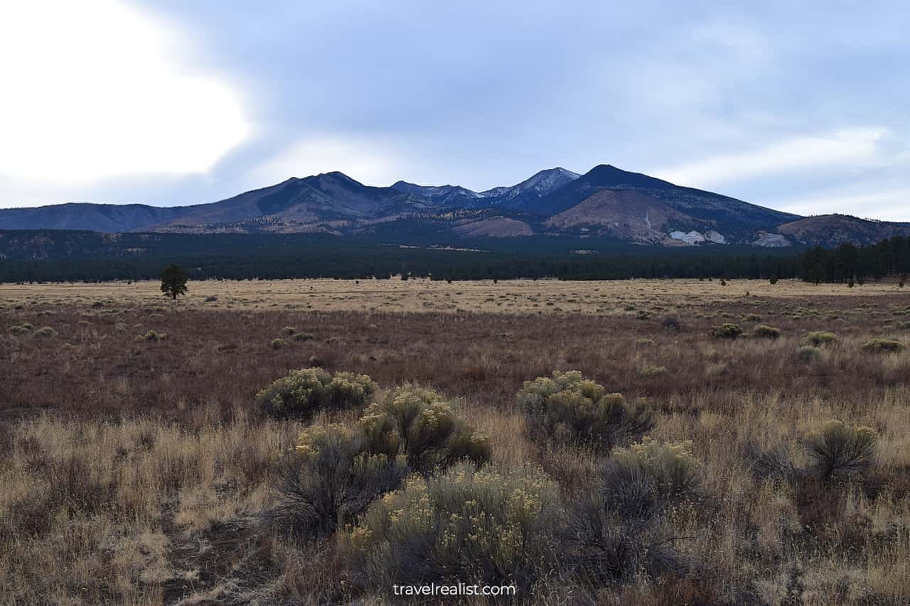 Humphreys Peak as viewed from Sunset Crater Volcano National Monument in Arizona, US