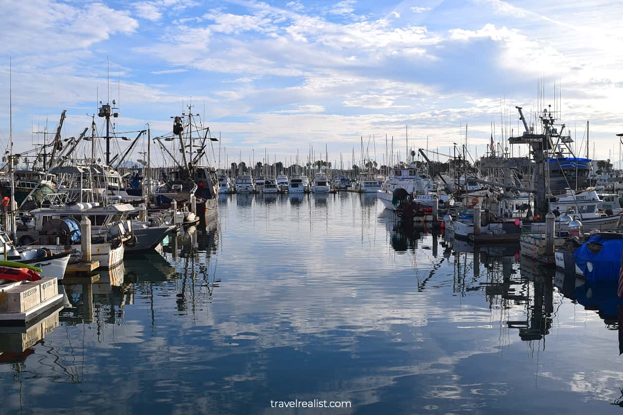 Ships and yachts in Ventura Harbor, California, US