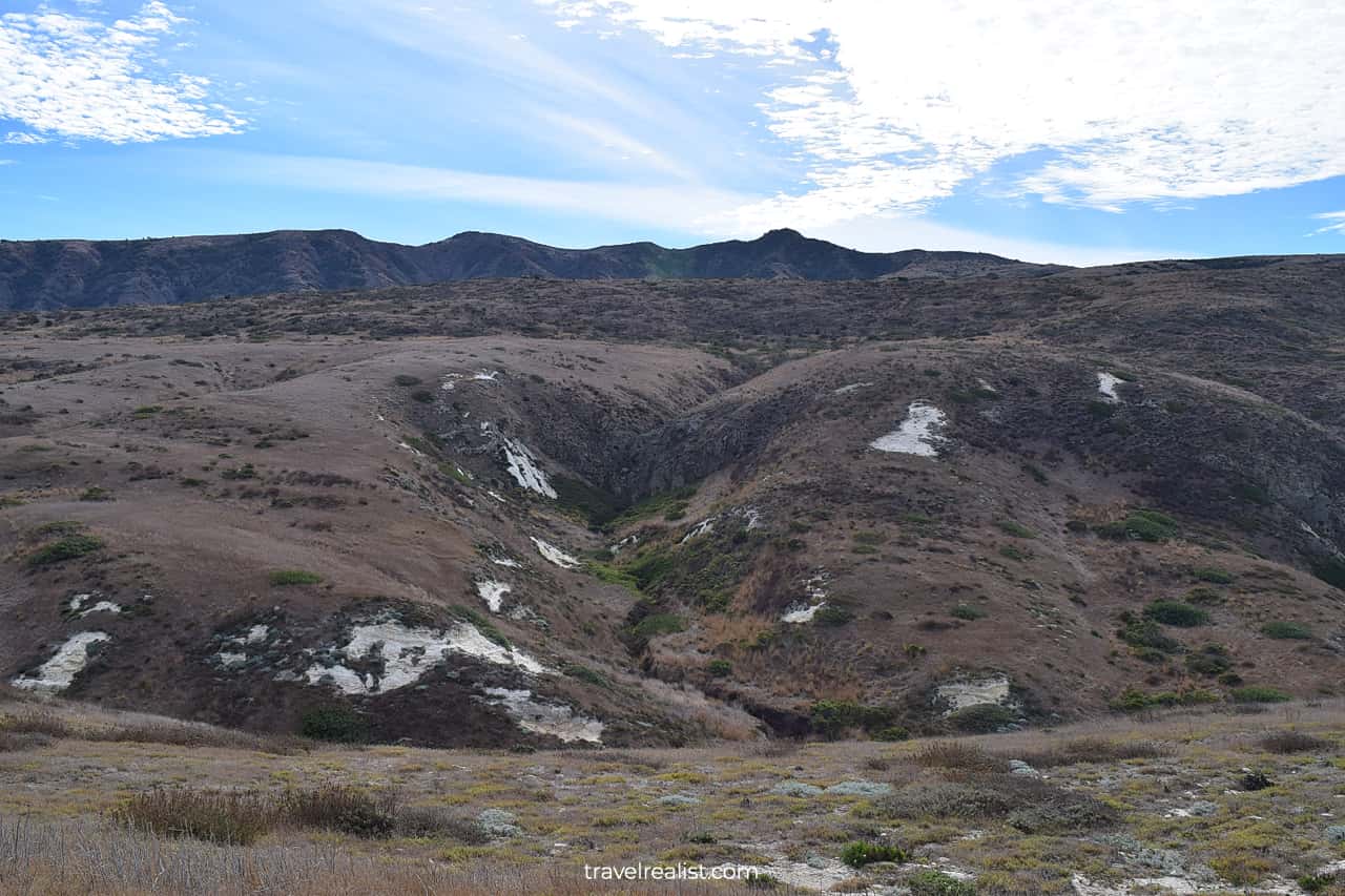 Mountain ridge views from Potato Harbor trail in Channel Islands National Park, California, US