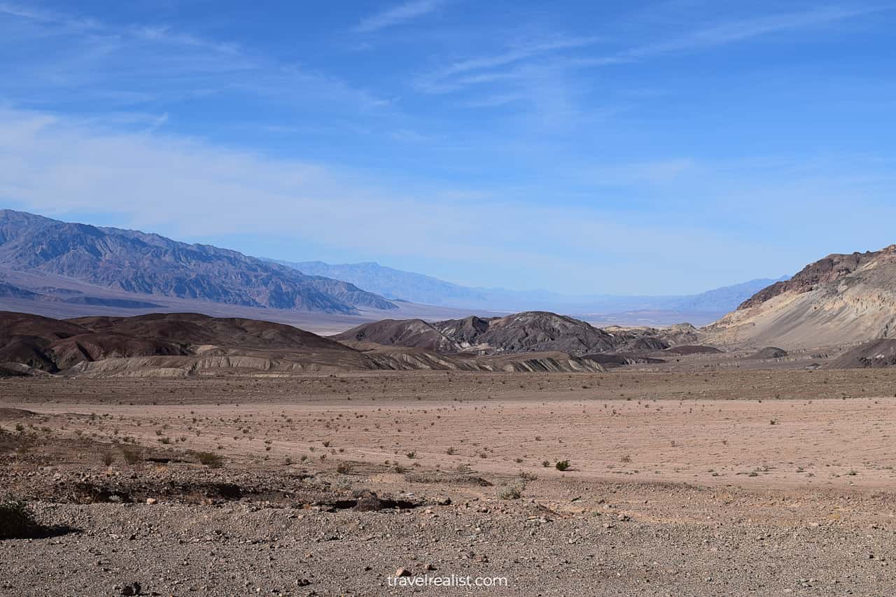 Formations and views of Death Valley from Artist Point Drive in Death Valley National Park, California, US