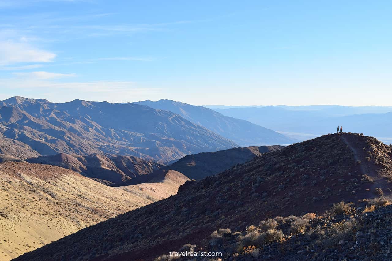 Hikers at Dantes View in Death Valley National Park, California, US