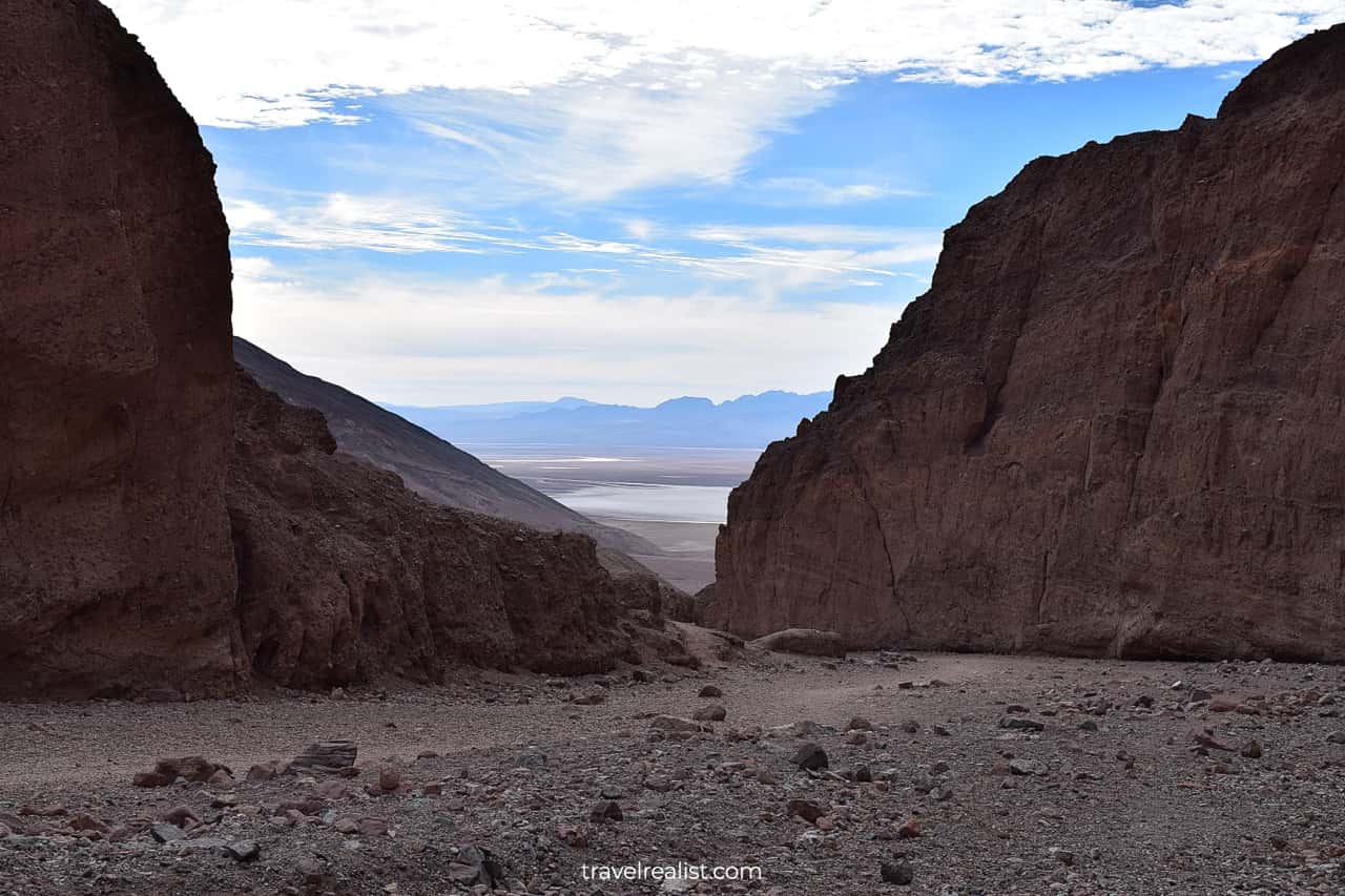 Badwater Basin views when returning from Natural Bridge in Death Valley National Park, California, US