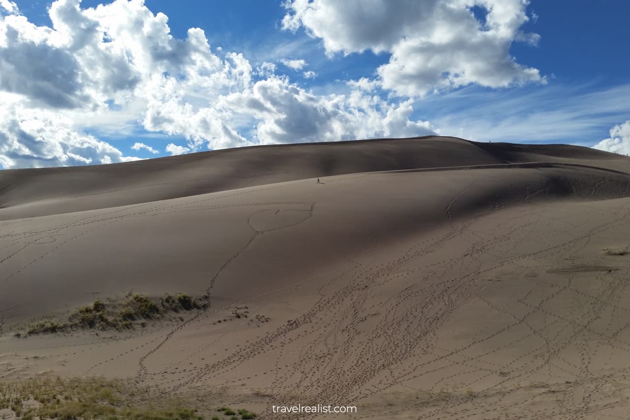 Heart in sand in Great Sand Dunes National Park, Colorado, US, one of best uncrowded destinations for Memorial Day Weekend