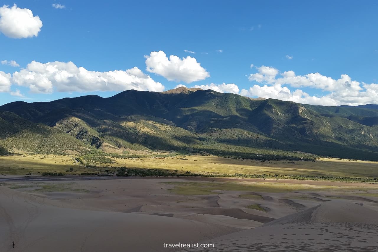 Sangre De Christo Mountains in Great Sand Dunes National Park, Colorado, US, one of best uncrowded destinations for Memorial Day Weekend