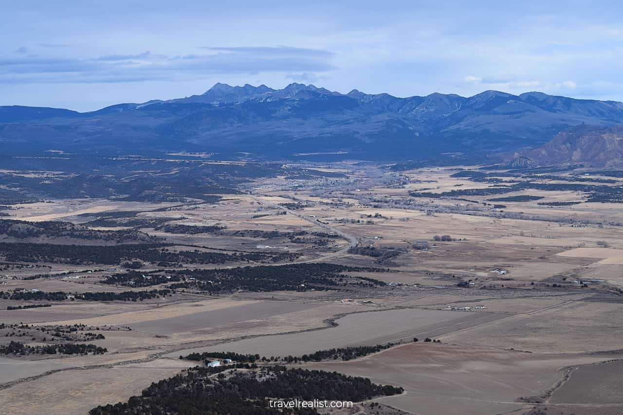 La Plata Mountains as viewed from Mancos Valley Overlook at Mesa Verde National Park in Colorado, US