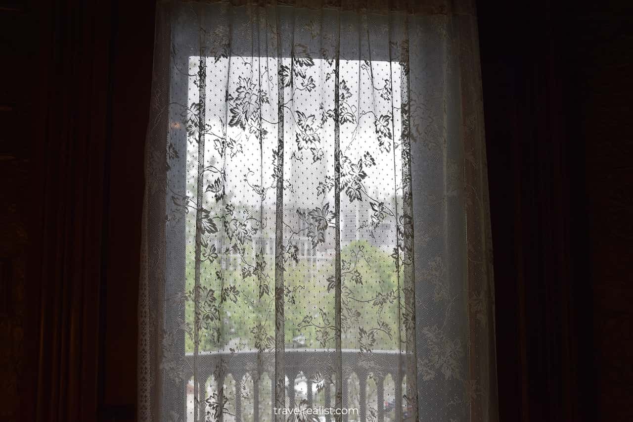 Lace curtain at Molly Brown House Museum in Denver, Colorado, US