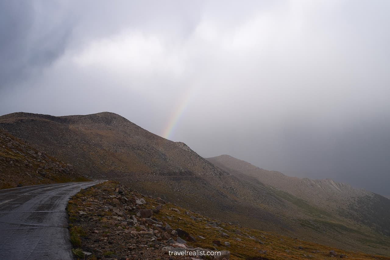 Rainbow on Mount Evans Scenic Byway in Colorado, US