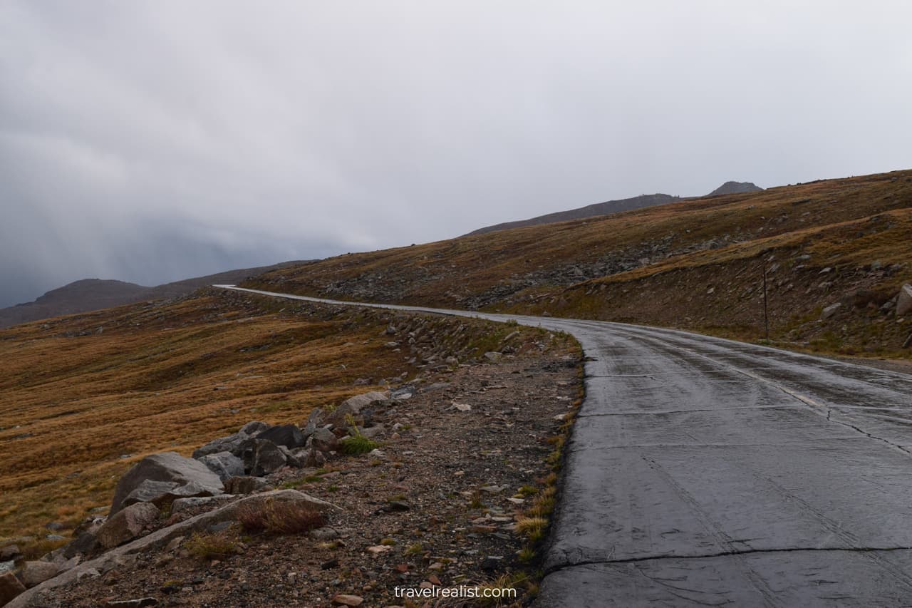 Paved road on Mount Evans Scenic Byway in Colorado, US