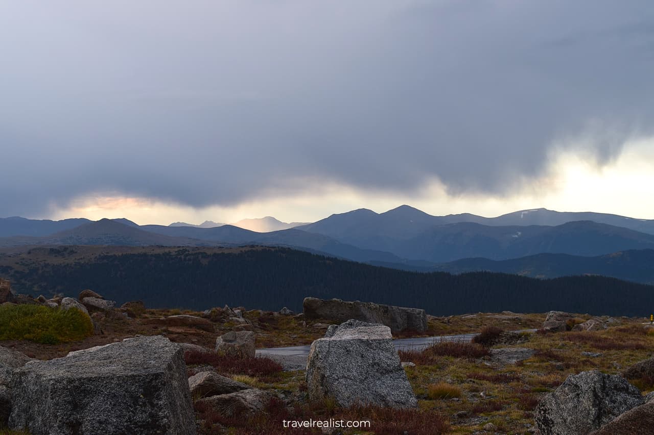 It stopped raining on Mount Evans Scenic Byway in Colorado, US