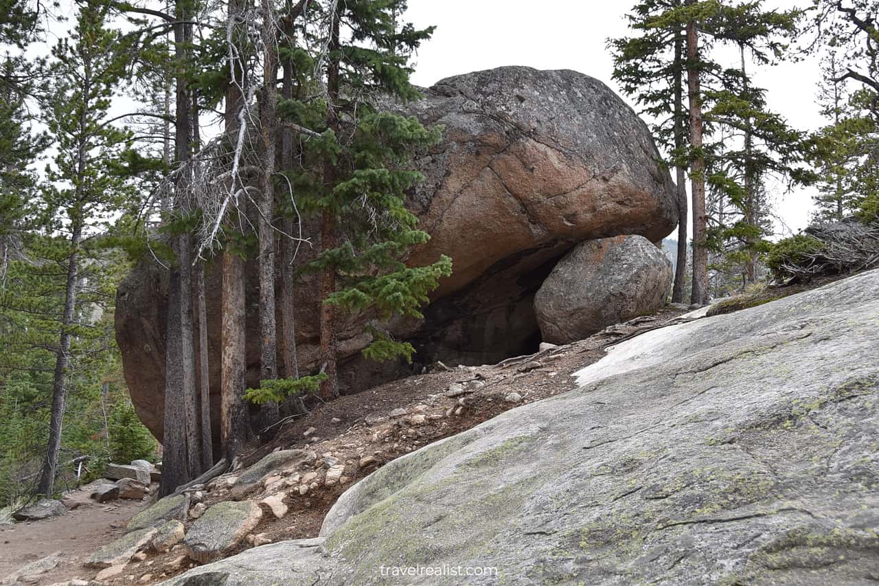 Boulders on trail in Rocky Mountain National Park, Colorado, US
