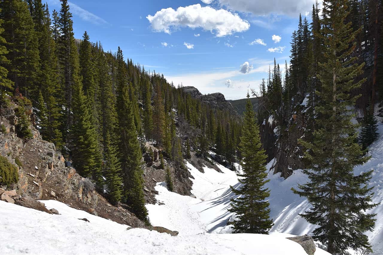 Magnificent valley views serve as reward for gruesome hike in Rocky Mountain National Park, Colorado, US
