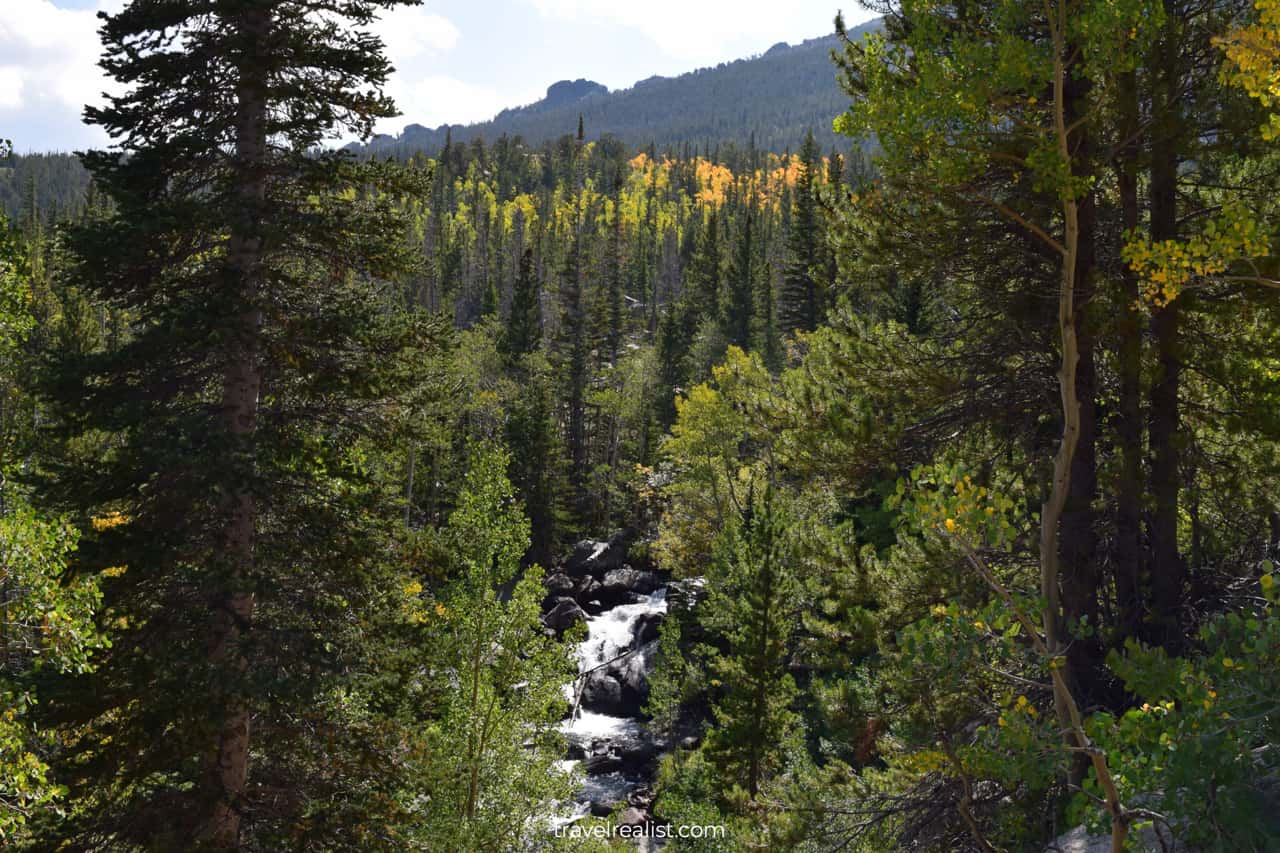Early fall Alberta falls views in Rocky Mountain National Park, Colorado, US