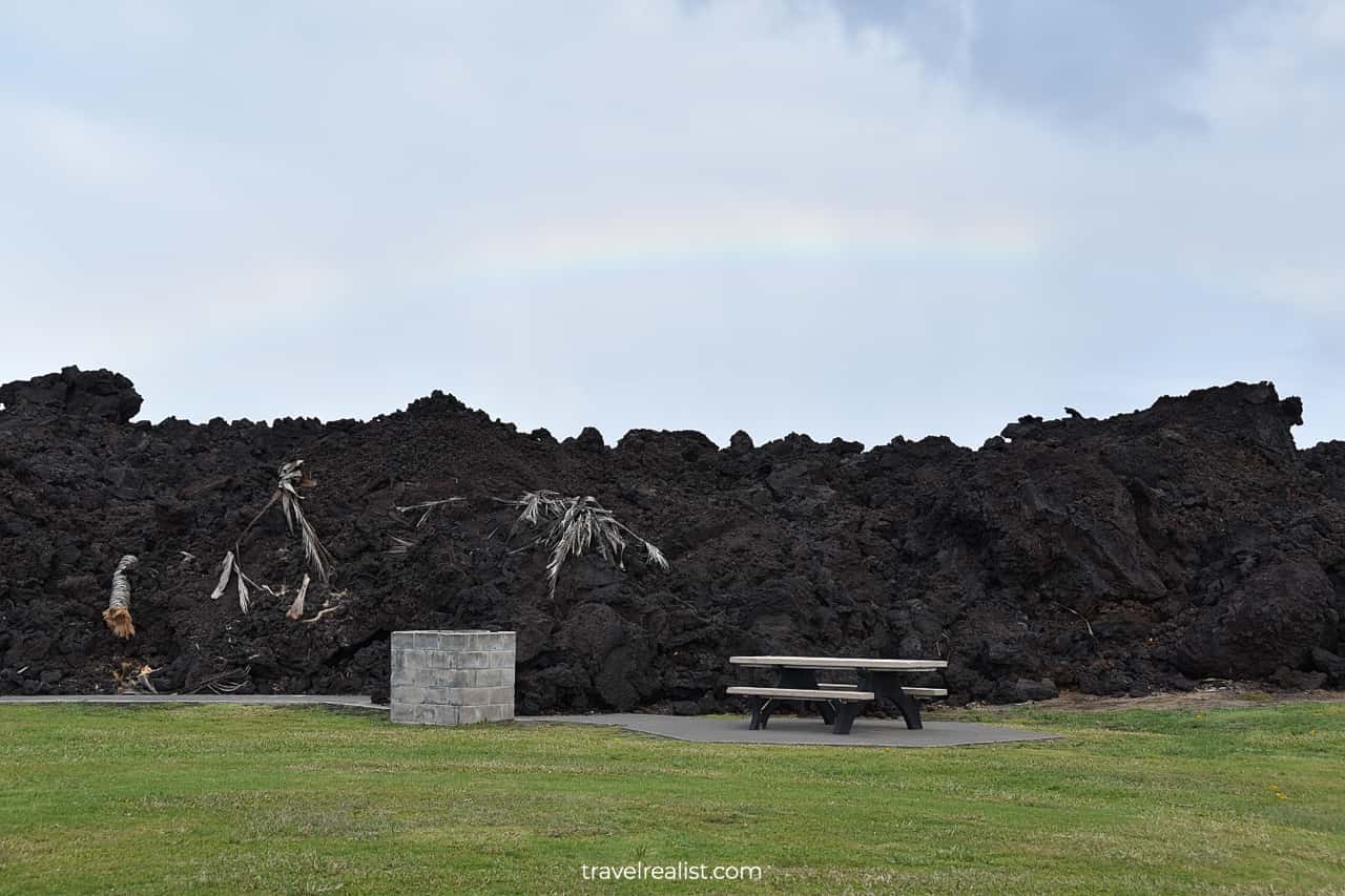 Lave at Isaac Hale Beach Park/Pohoiki near Hilo on Big Island in Hawaii, US