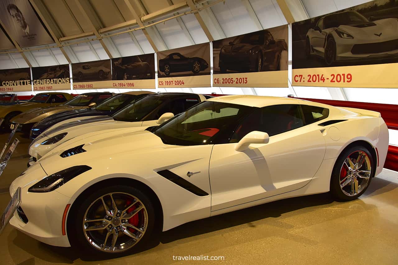 Modern Corvette models in National Corvette Museum, Bowling Green, Kentucky, US