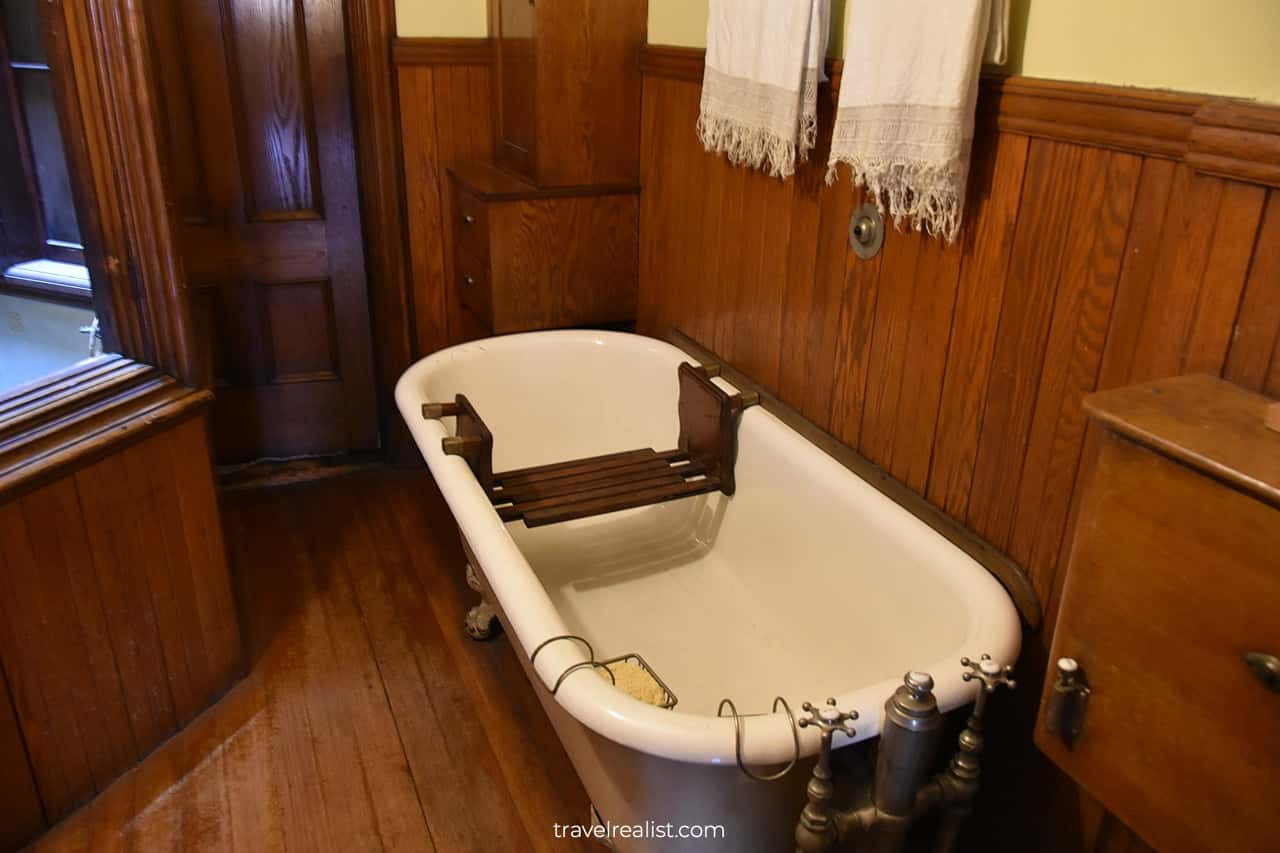 Bathroom in Gibson House Museum, Boston, Massachusetts, US