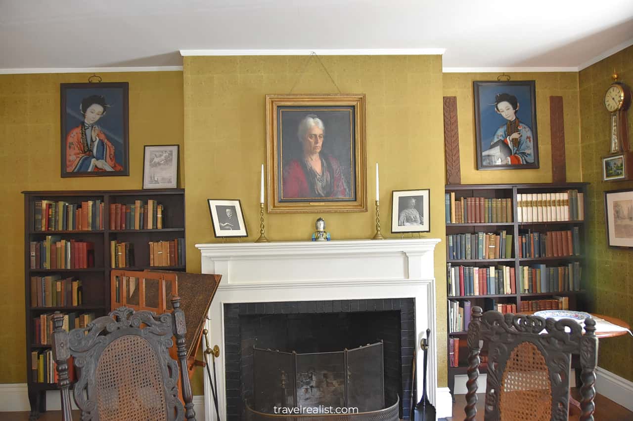 Library next to entryway in Nichols House Museum, Boston, Massachusetts, US