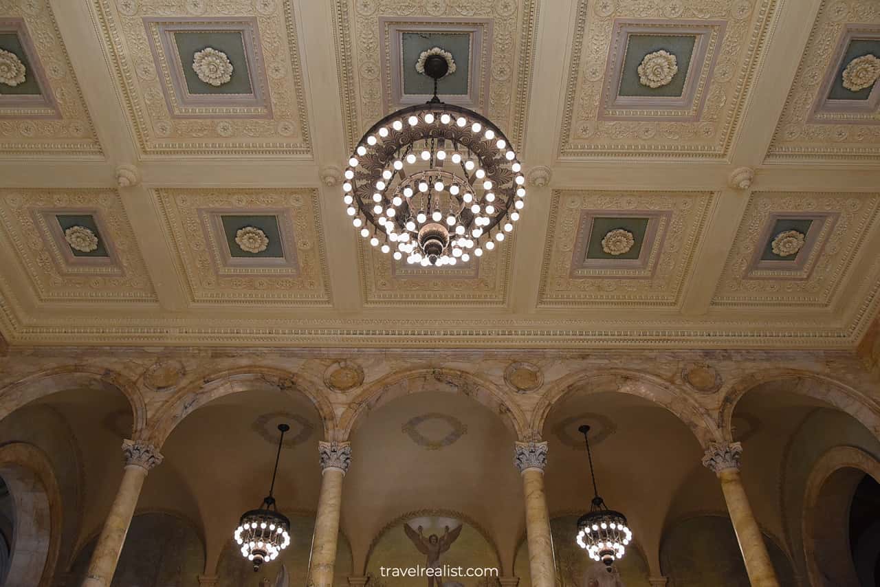 Light fixtures at Boston Public Library in Boston, Massachusetts, US