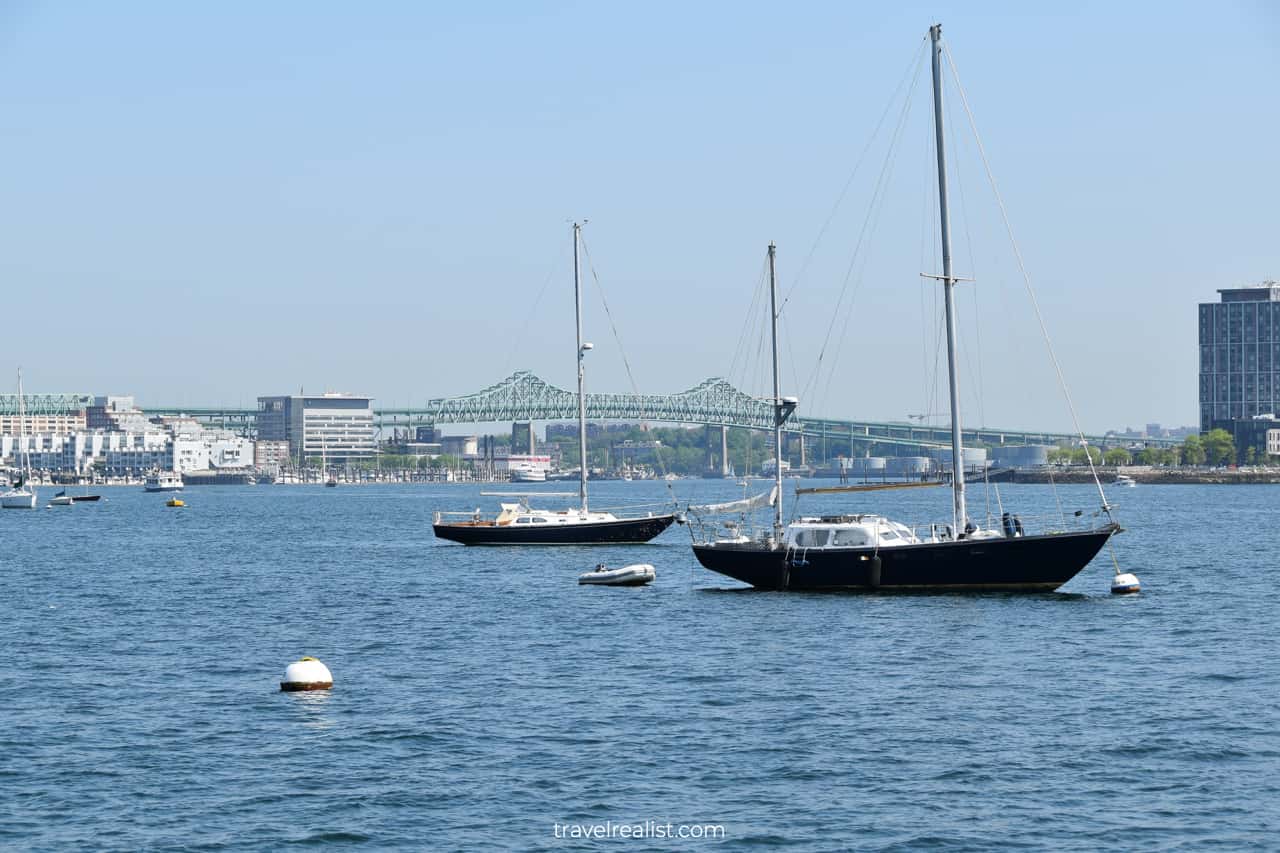 Yachts in Boston Harbor in Boston, Massachusetts, US
