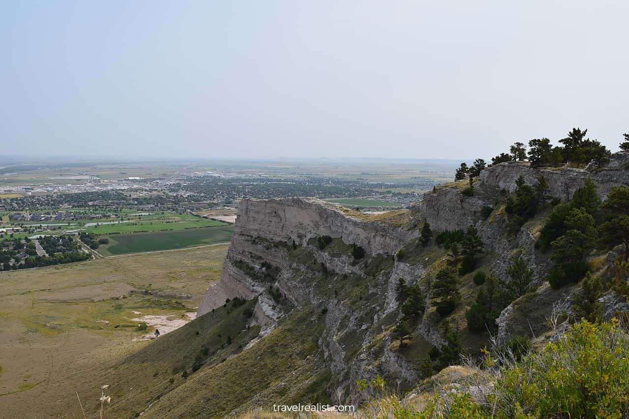 Views of Scottsbluff, NE from North Overlook at Scotts Bluff National Monument in Nebraska, US