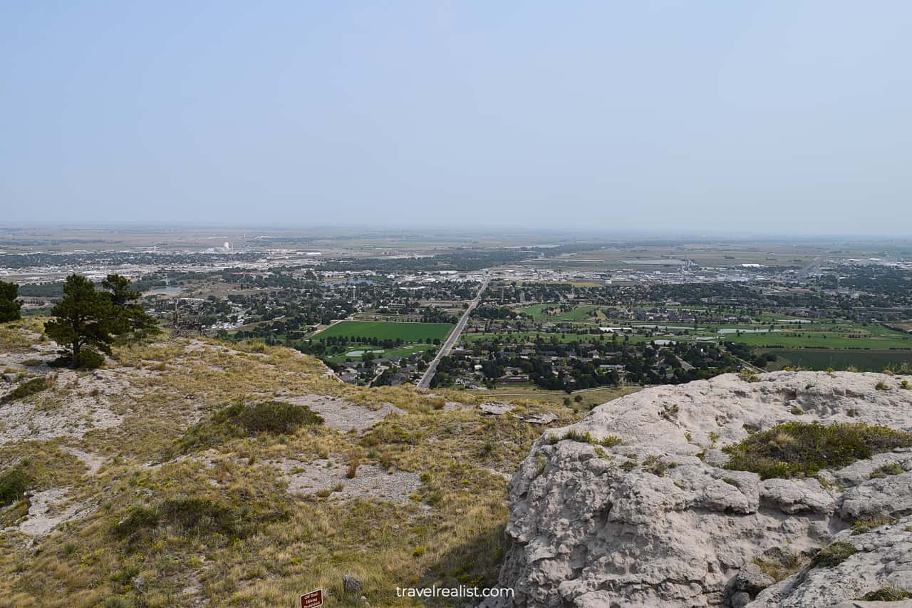 Views of Scottsbluff, NE from North Overlook at Scotts Bluff National Monument in Nebraska, US