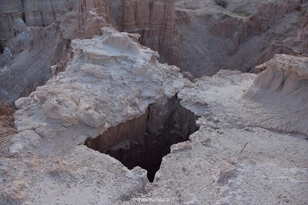 Pit at Miller Point in Cathedral Gorge State Park, Nevada, US