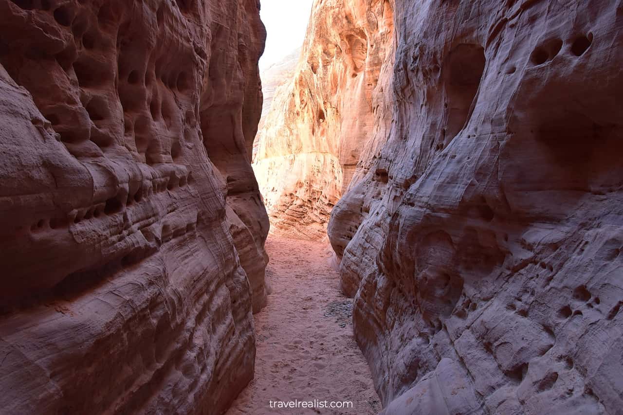 Inside White Domes Slot Canyon in Valley of Fire State Park, Nevada, US