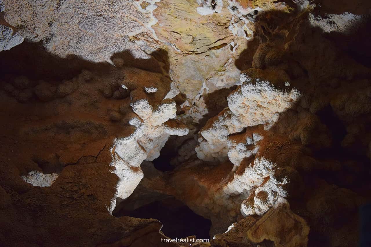 Crystals that gave monument its name in Jewel Cave National Monument, South Dakota, US