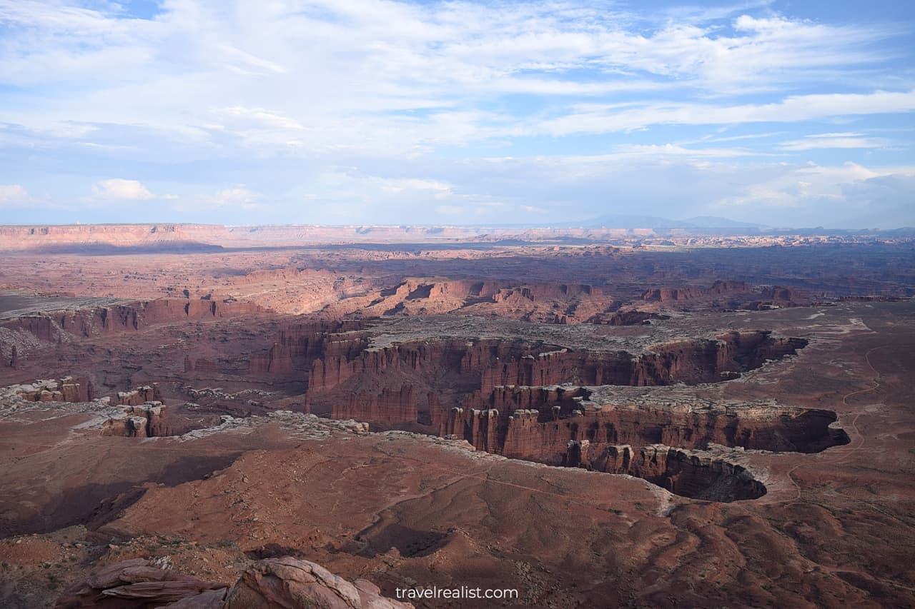 Monument Basin below Grand View Point Overlook in Canyonlands National Park, Utah, US