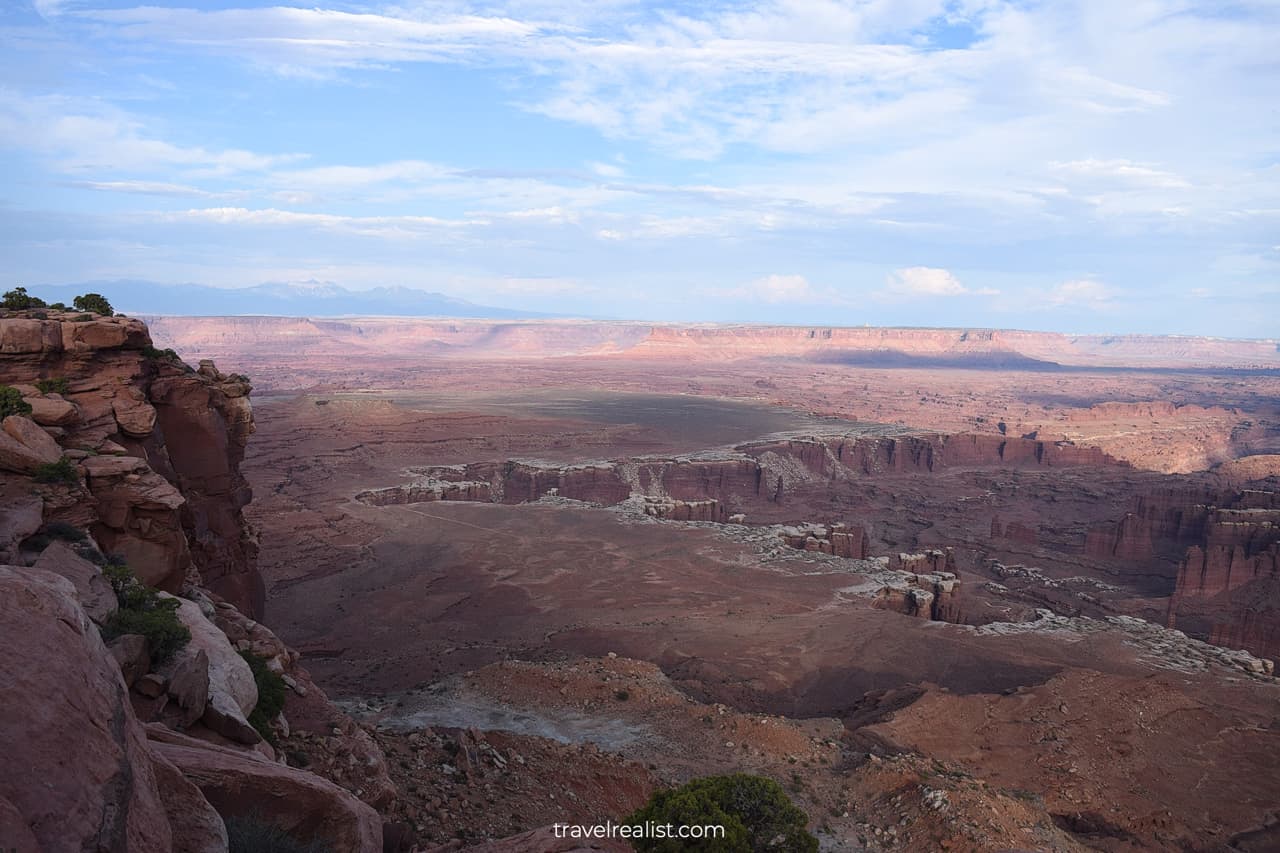 Grand View Point Overlook with a breathtaking panorama of Monument Basin and White Rim in Canyonlands National Park, Utah, US