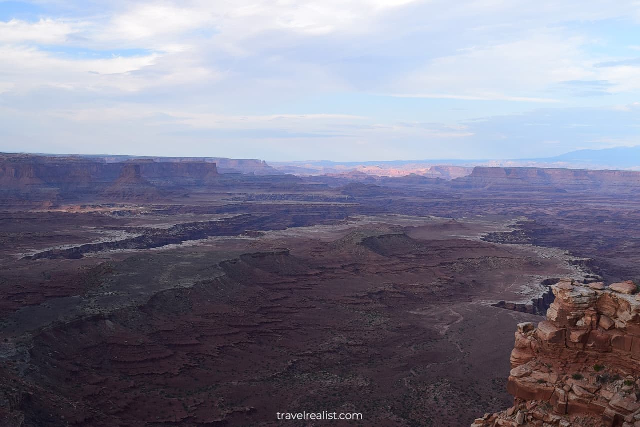 White Rim Canyon views at Orange Cliff Overlook in Canyonlands National Park, Utah, US