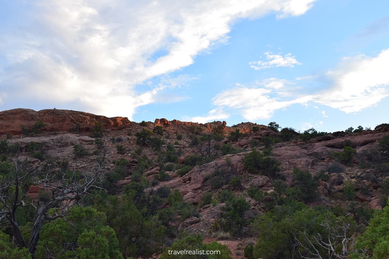 Upheaval Dome views at trailhead in Canyonlands National Park, Utah, US