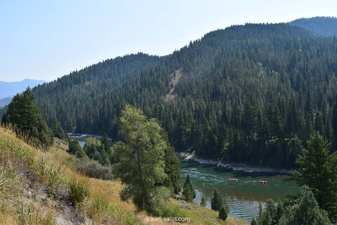 Whitewater rafting on Snake River on way to Grand Teton National Park in Wyoming, US